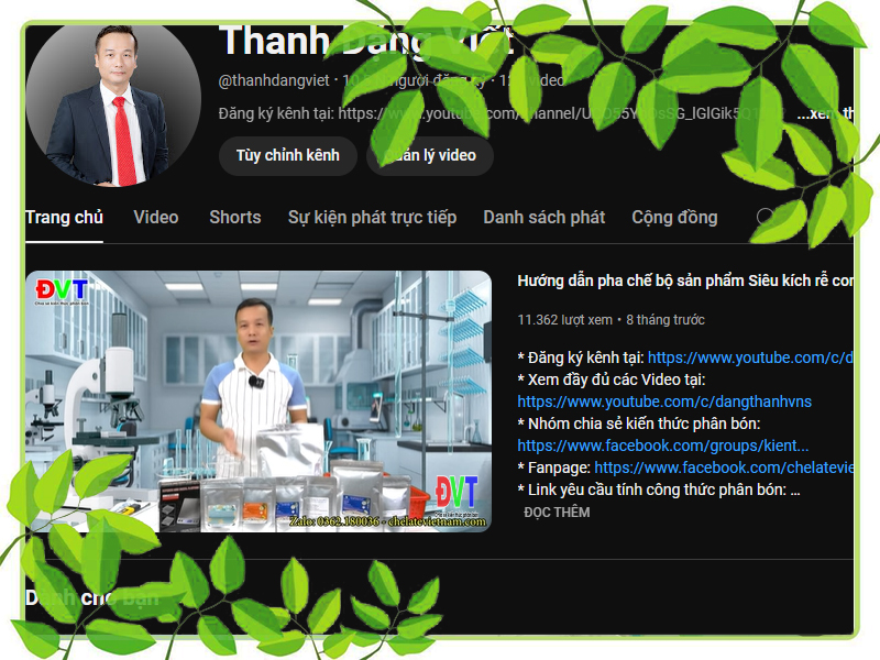 Kênh Youtube - Thanh Đặng Viết