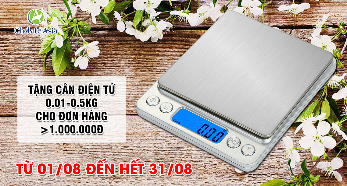 Tặng Cân điện tử mini (cân tiểu ly 0,01-0,5kg) khi mua hàng Online tại www.chelate.com.vn